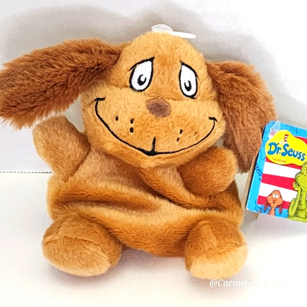 MAX 🐕 Brown Dog Dr. SUESS Grinch Character Palm Pal by Aurora ☆ NWT ☆